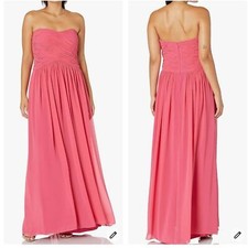 Donna Morgan Silk Audrey Strapless Chiffon Gown Size 22W Color Honeysuckle
