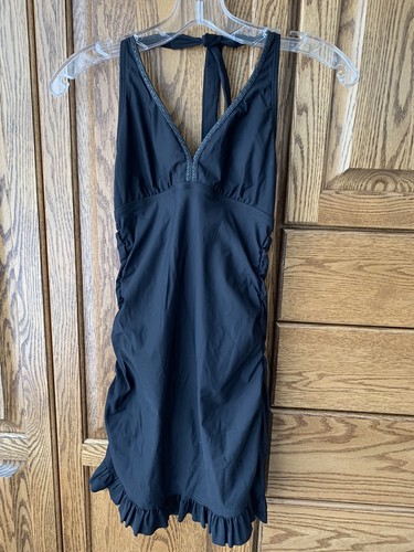 Sara Blakely Spanx Assets Black One Piece Swimsuit with Ruffle Skirt Sz SMALL - Picture 2 of 6