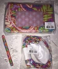 VERA BRADLEY Zip ID & Lanyard PAISLEY IN PARADISE Badge Holder Key Ring RARE NWT