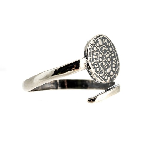 925 Sterling Silver Phaistos Disc Ring Adjustable Ancient Minoan Greek coin - Picture 2 of 4