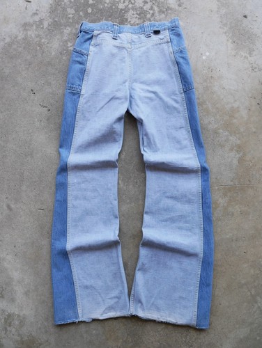 Vintage 1970s Lee Reversible Bell Bottom Jeans Pants Hanging Zipper 31x34 30x32 - Picture 11 of 12
