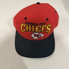 Vintage Kansas City Chiefs Hat Snapback Red Black Wool Blend NFL Football 90s