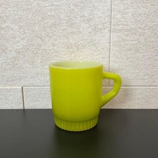 Fire-King Stacking Mug Ribbed Bottom Yellow Green