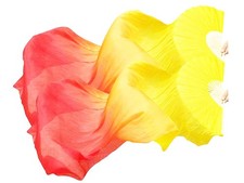1 Pair Belly Dance Silk Fans, Chinese Dance Fan Veil, 180cm Length Dancing Fa...