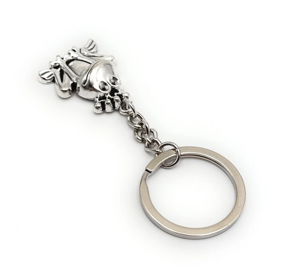 Frosch König Krone sitzend Schlüsselanhänger Anhänger aus Metall Silber - Bild 4 von 4