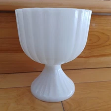 Vintage Milk Glass Pedestal Bowl Vase Compote Dish Planter
