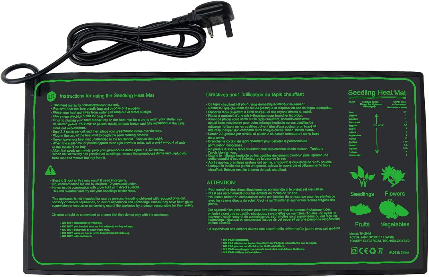 Hyindoor Seedling Heat Mat Heated Propagator Durable Waterproof Seedling Heating