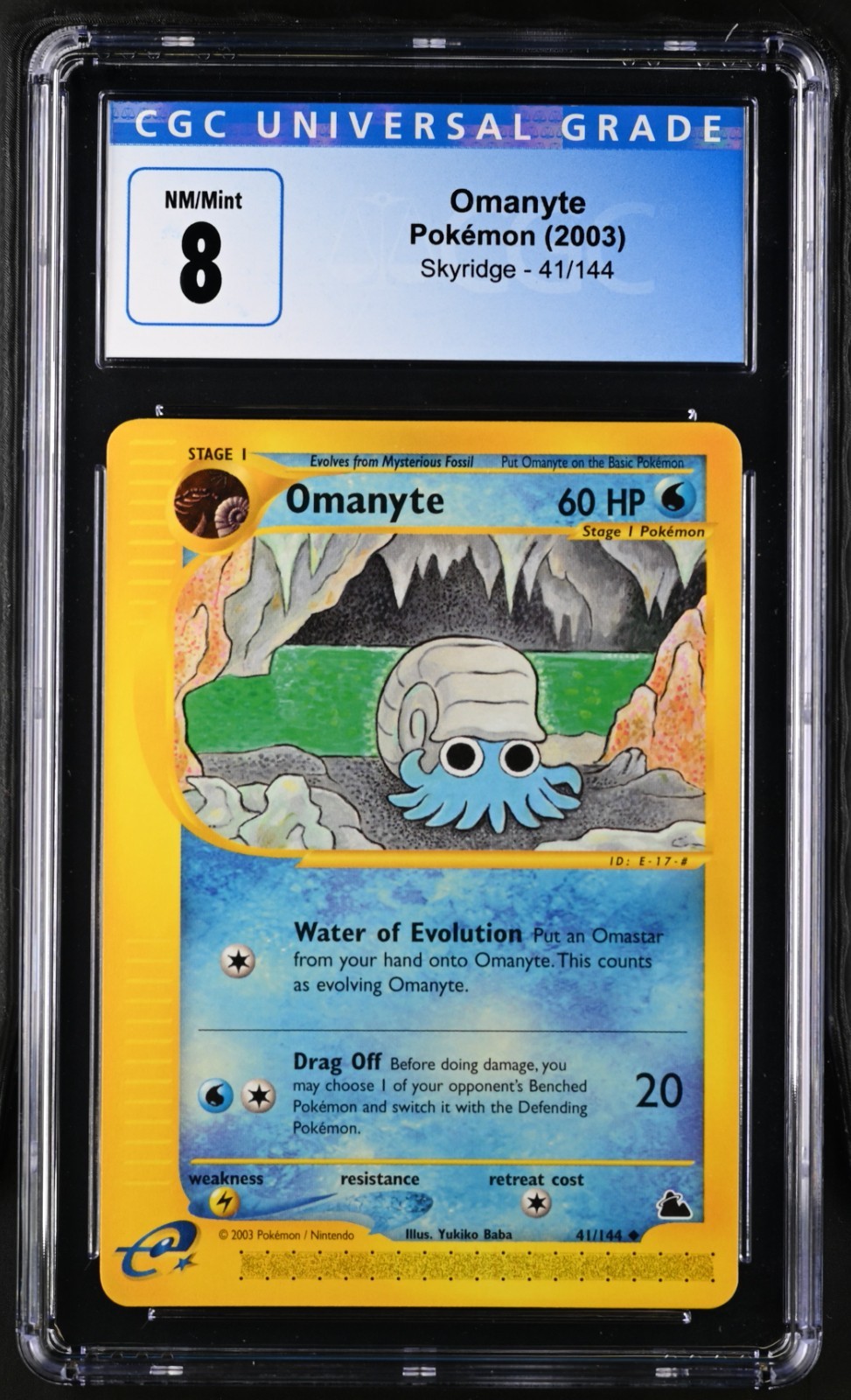 Omanyte 41/144 Skyridge Uncommon Vintage Pokemon CGC 8