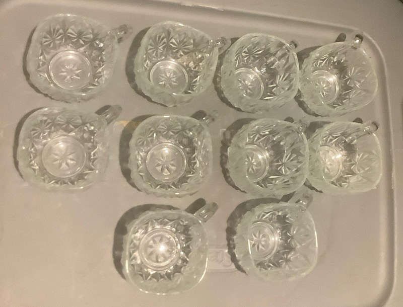 Hazel Atlas Square Pressed Glass Vintage Punch Cups Lot of 10 Williamsport