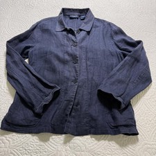 The LIMITED AMERICA SZ M Navy 100% Linen Ligh...