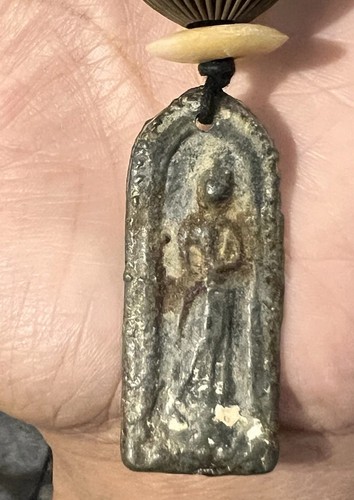 Antique Thai  Buddhist pendant necklace Amulet talisman  Buddhism & coin