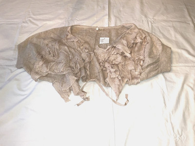 Moth Cropped Ruffled Layered Sweater Brown Wool Blend Size S/M New