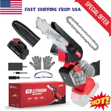 Cordless Mini Chainsaw 6 Inch, One-Hand Electric Saw for Wood Cutting & Trimming