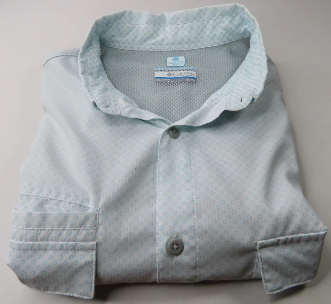 Columbia PFG Omni-Freeze Zero Camisa de Pesca Exterior Ventilada Hombres Verde azulado Geométrico XL