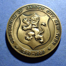 1969 Garden City NY Centennial Town Medal