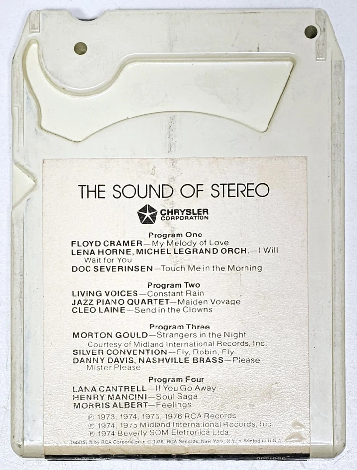 1976 RCA Records 8 Spur Kassette THE SOUND OF STEREO Chrysler Corporation 8Track - Bild 2 von 2