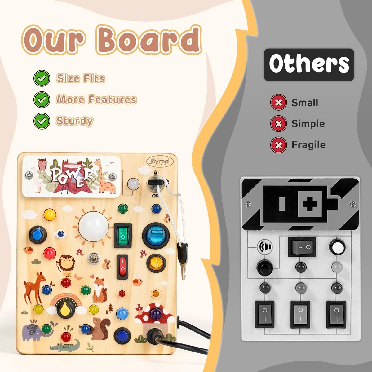 Joyreal Busy Board de Madera con Espejo - Juguetes Niños 1 2 3 4 Años Joyreal Busy Board de Madera con Espejo - Juguetes Niños 1 2 3 4 Años