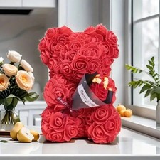Foam Rose Bear with Bouquet, Wedding Gift for Mother's Day, Valentines day gift