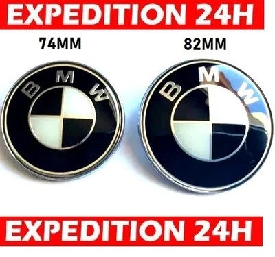 2 insigne Embleme Bmw Capot/Coffre Noir et Blanc Neuf 82mm et 74mm Livr. 3j