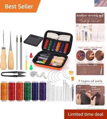 Leather Sewing Kit Upholstery Repair Kit Leather Stitching Kit with Hole Punc...