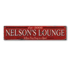 Custom Lounge Est Date Sign - Rustic Hand Made Distressed Wood