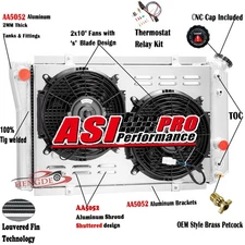 4 Row Radiator Shroud Fan Fit 82-02 Chevy S10 83-94 S10 Blazer 84-90 Corvette AT