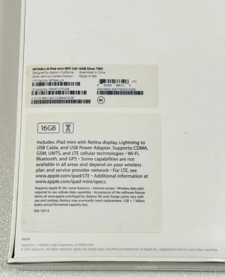 Apple iPad mini 2 16GB Wi-Fi + Cellular Silver MF544LL/A A1490 iOS 7 NEW Sealed - Image 4 of 4