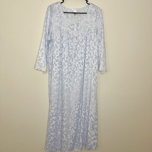 Oscar de la Renta Satin Nightgown Women’s M Henley Butterfly Lace Chemise Dress
