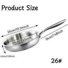 26/28cm Stainless Steel Frying Pan - Flat Bottom Cookware Kitchen Pan HOT