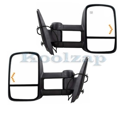 For 07-14 Suburban Power Heat Tow Mirror Turn Signal Manual Telescoping SET PAIR