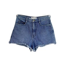 AMERICAN APPAREL High Rise Denim Cutoff Shorts Made USA Y2K Raw Hem Size 28