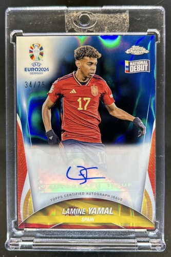 2023-24 Topps Chrome UEFA Euro Lamine Yamal Blue Lava Refractor #/75 Spain
