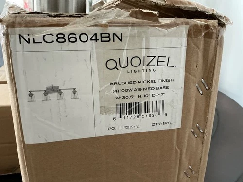 Quoizel NLC8604BN Mid Century Bath Vanity Wall Light, 4-Light Brushed Nickel - Picture 3 of 3