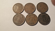 6 x 2 Reichspfennige 1924 A/D/E/F/G/J sehr selten komplett