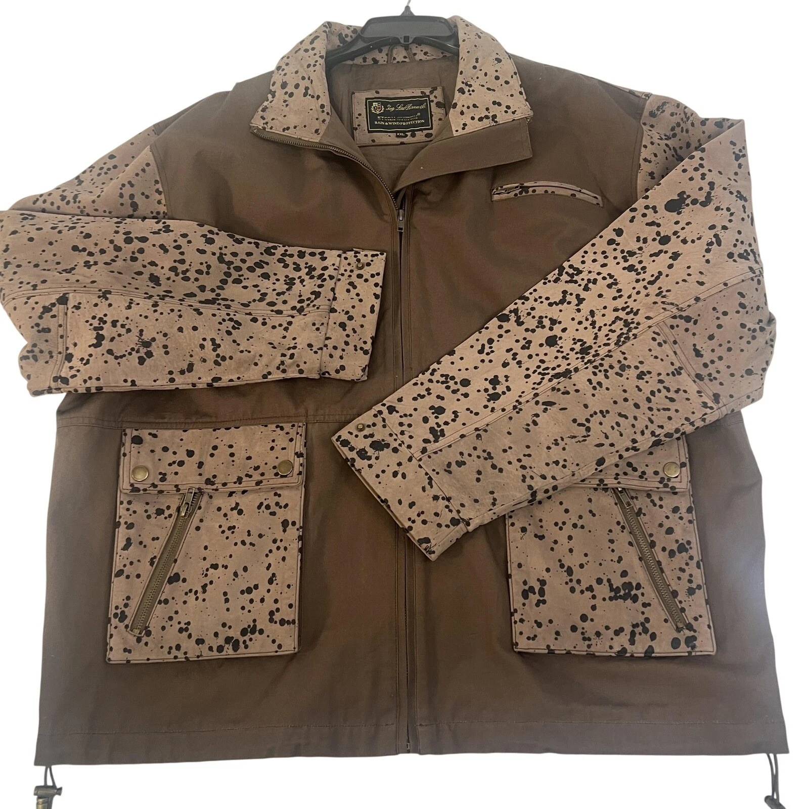Loro Piana Storm System Jacket Mens XXL Brown Leather Rain Wind Coat Outdoor