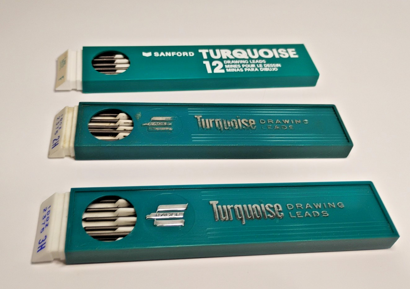 Vintage Berol EAGLE Turquoise Set of 3 Dozen Drawing Leads F, 2H & 3H # 2375