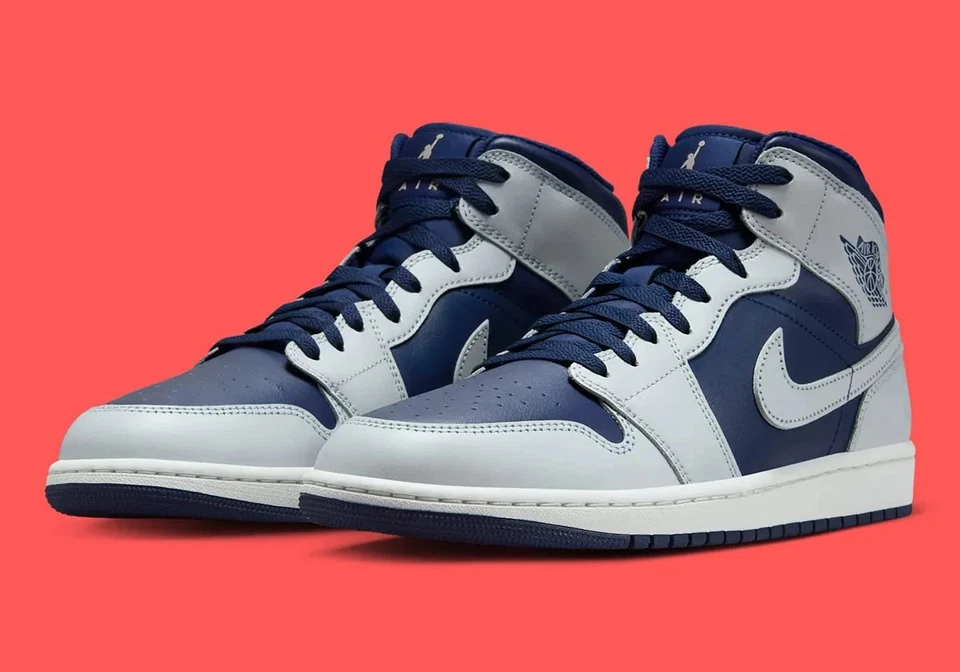 Nike Air Jordan 1 Mid Shoes Blue Void Pure Platinum DQ8426-403 Men's Sizes NEW - Image 2 of 4