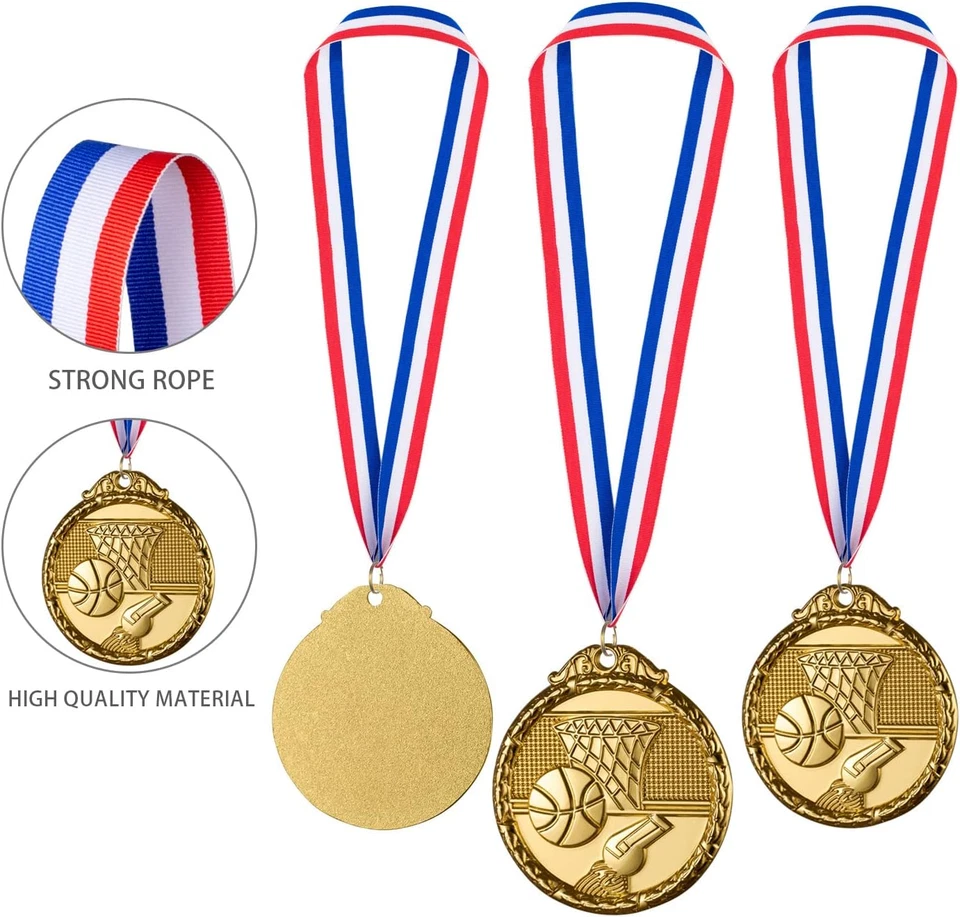 Juego de 12 medallas de baloncesto doradas, medallas de metal para baloncesto deportivo infantil G Foto 4 de 4