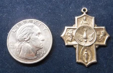 Four Way Medal Vintage Catholic Sterling Silver