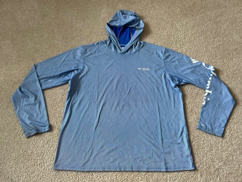 Columbia PFG Langarm-T-Shirt mit Kapuze XL Herren hellblau