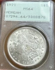 1921 Morgan Silver Dollar Rattler PCGS MS64