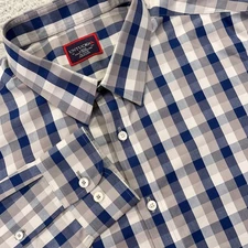 UNTUCKit Shirt Mens Large Blue Gray Pomerol Gingham Slim Button Down Long Sleeve