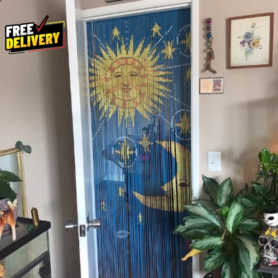 Cuentas de bambú para puerta de cortina de bambú Sol y Luna cuentas para puerta de bambú...... Foto 2 de 4