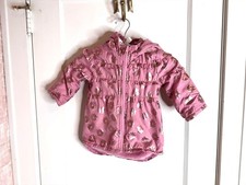 Penelope Mack Pink Bronze Flowers Warm Hooded Long Zip Up Coat Toddler sz 2T