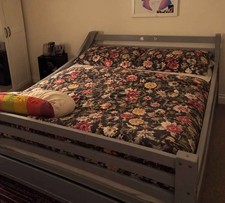 Flair Ollie Grey Triple Sleeper Bunk Bed – Double + Single – Mattress & Topper