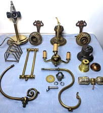 Antique Brass & Cast-Metal Lamp Parts Lot – Art Nouveau /Victorian Salvage 2.7Kg