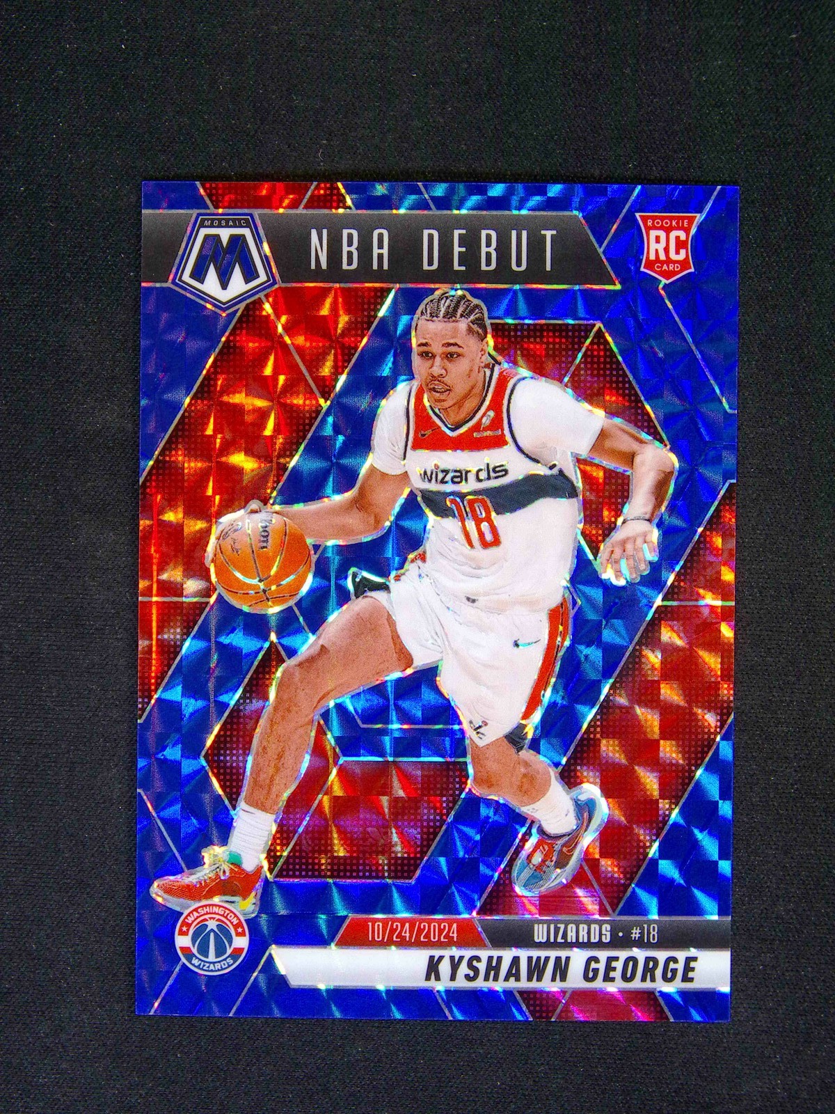 2024-25 Panini Mosaic Kyshawn George #256 RC Rookie NBA Debut Blue /199