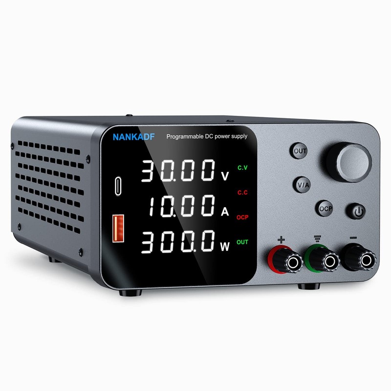 DC Power Supply Adjustable 30V 10A, Lab Bench Power Supply with Encoder Knob ...