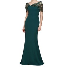 JS Collections Lara Mermaid Gown Deep Pine Fits Like Size 6 NWT