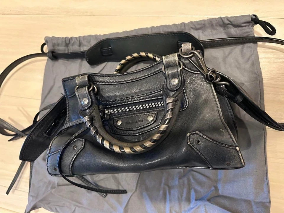 Balenciaga Neo Clásico Ciudad Mini Bolso de Mano Bolso de Hombro Cuero USADO Auténtico #S2333 Foto 2 de 4
